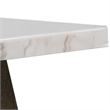 Asten Side End Table-22 Inch-Square White Marble Top-Walnut Brown