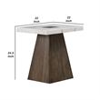 Asten Side End Table-22 Inch-Square White Marble Top-Walnut Brown