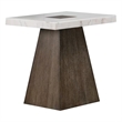 Asten Side End Table-22 Inch-Square White Marble Top-Walnut Brown