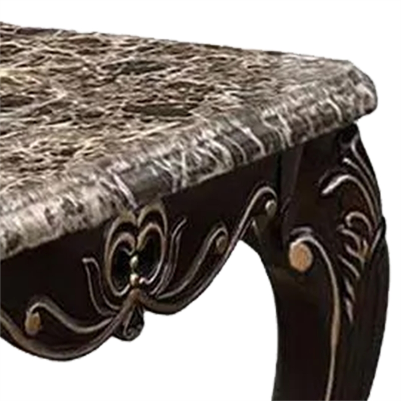 Side End Table-28 Inch-Carved Cabriole Legs-Champagne Silver