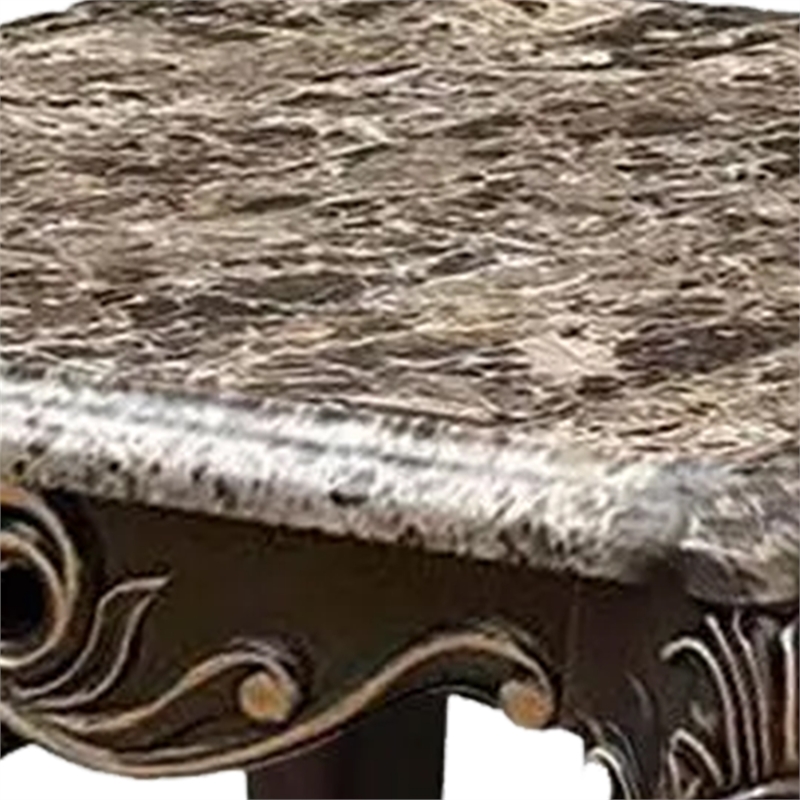 Side End Table-28 Inch-Carved Cabriole Legs-Champagne Silver