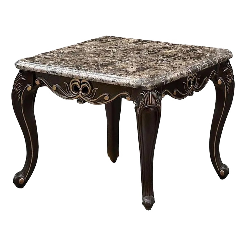 Side End Table-28 Inch-Carved Cabriole Legs-Champagne Silver