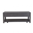 Zoko 48 Inch Coffee Table-Caster Wheels-Drawers-Ash Gray Rubberwood