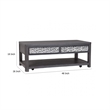 Zoko 48 Inch Coffee Table-Caster Wheels-Drawers-Ash Gray Rubberwood