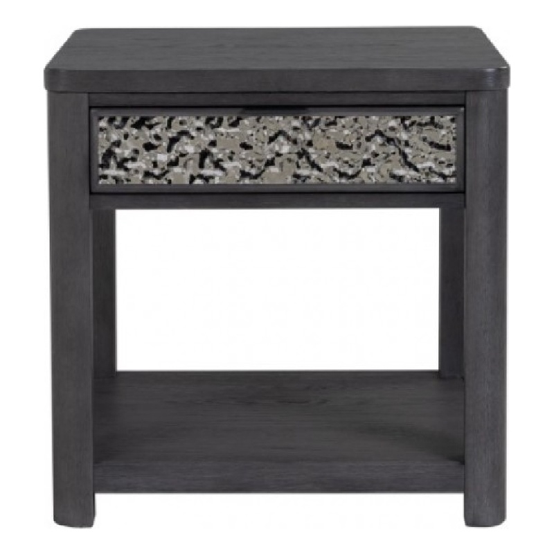 Zoko Side End Table-1 Drawer-1 Shelf-Ash Gray Rubberwood-24 Inch
