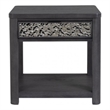 Zoko Side End Table-1 Drawer-1 Shelf-Ash Gray Rubberwood-24 Inch