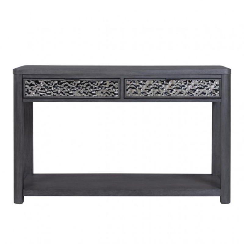 Zoko Sofa Table-2 Drawers and 1 Shelf-Ash Gray Rubberwood-48 Inch