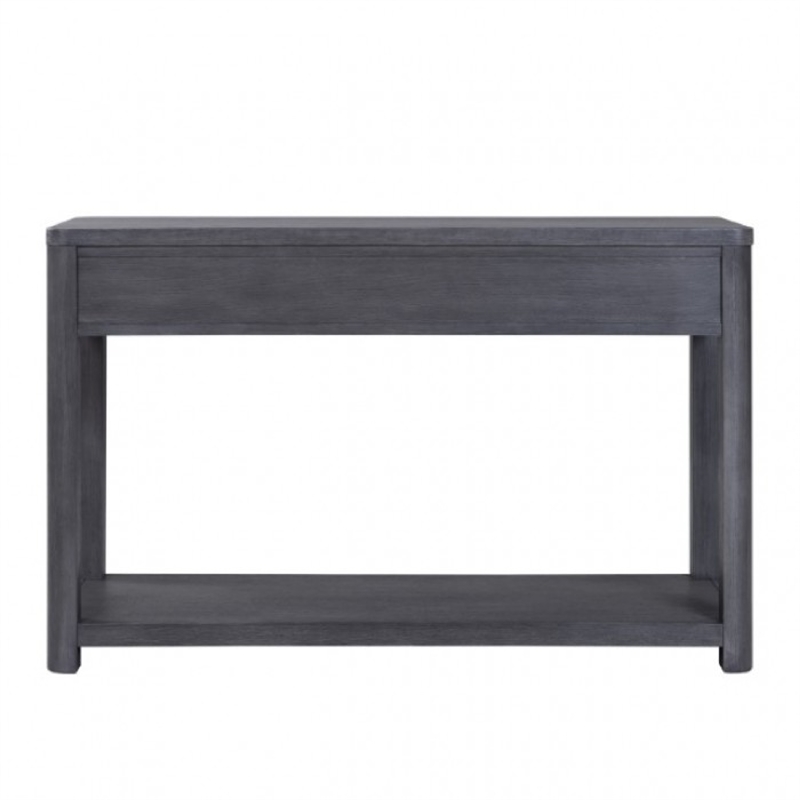 Zoko Sofa Table-2 Drawers and 1 Shelf-Ash Gray Rubberwood-48 Inch