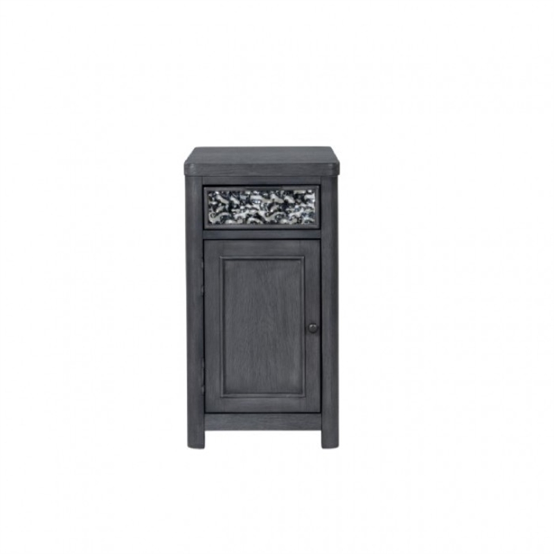 Zoko Chairside End Table-Drawer and USB Ports-Ash Gray Wood-26 Inch