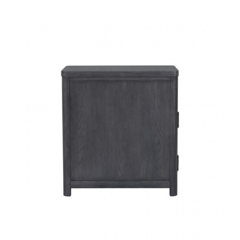 Zoko Chairside End Table-Drawer and USB Ports-Ash Gray Wood-26 Inch