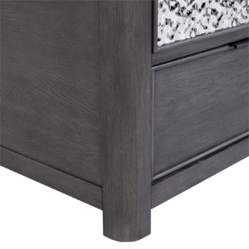 Zoko Chairside End Table-Drawer and USB Ports-Ash Gray Wood-26 Inch