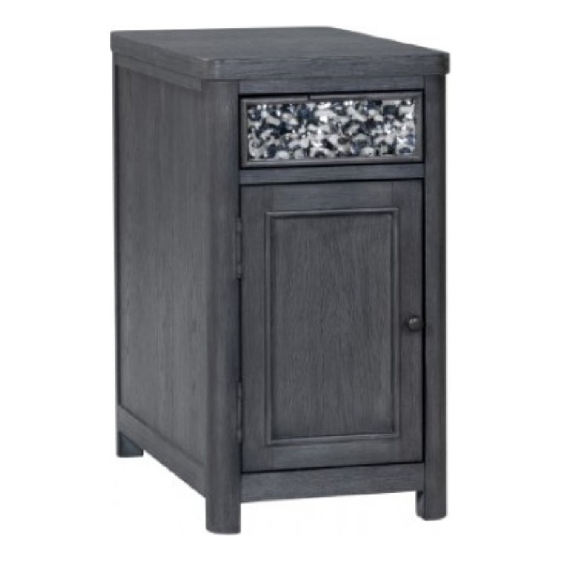 Zoko Chairside End Table-Drawer and USB Ports-Ash Gray Wood-26 Inch