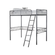 Mylz Twin Loft Bed-Black Metal Frame with Attached Angled Ladder