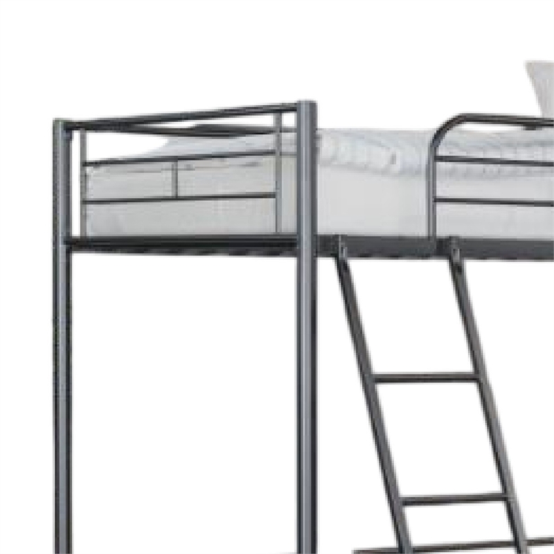 Mylz Twin Loft Bed-Black Metal Frame with Attached Angled Ladder