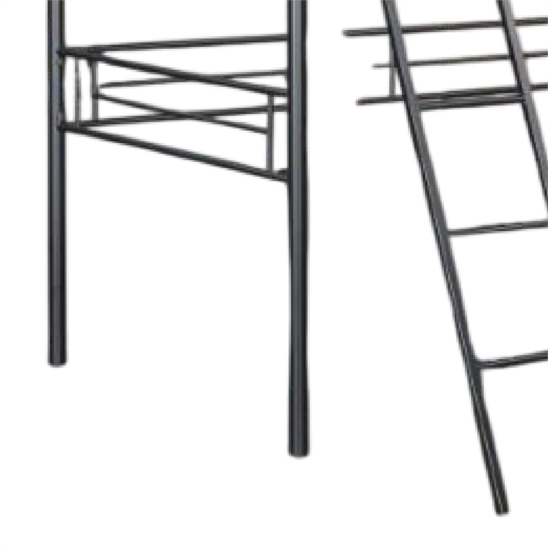 Mylz Twin Loft Bed-Black Metal Frame with Attached Angled Ladder