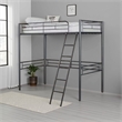 Mylz Twin Loft Bed-Black Metal Frame with Attached Angled Ladder