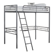 Mylz Twin Loft Bed-Black Metal Frame with Attached Angled Ladder