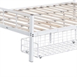 Nix Queen Size Bed w Underbed Storage-Slatted White Metal Headboard