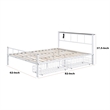 Nix Queen Size Bed w Underbed Storage-Slatted White Metal Headboard