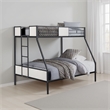 Mely Twin over Full Bunk Bed-Attached Side Ladder-Black and White Metal