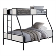 Mely Twin over Full Bunk Bed-Attached Side Ladder-Black and White Metal
