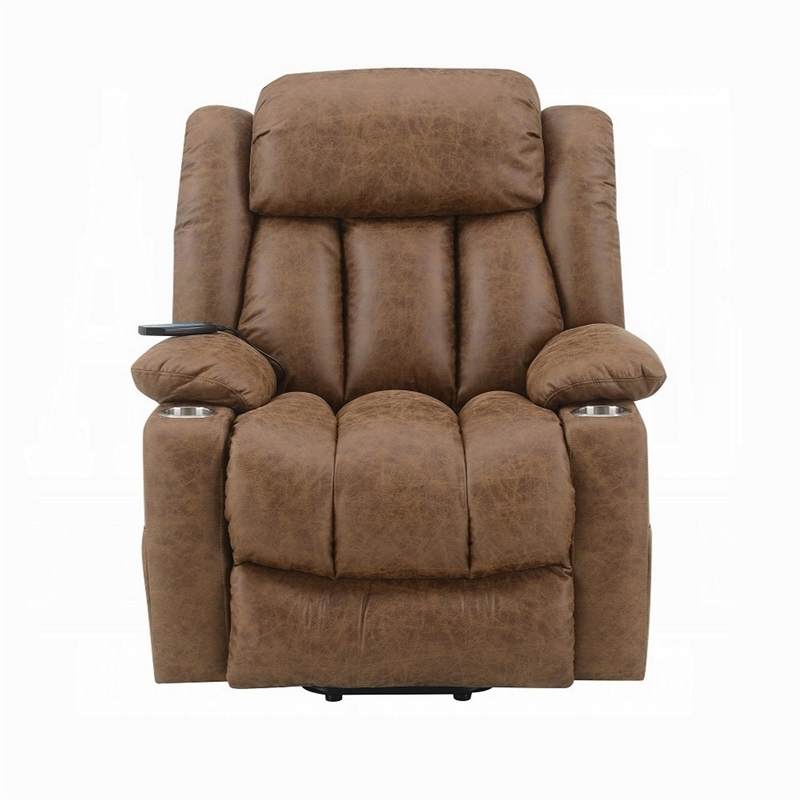 Mario Power Recliner Lift Chair-Heating Massage-Brown Faux Leather