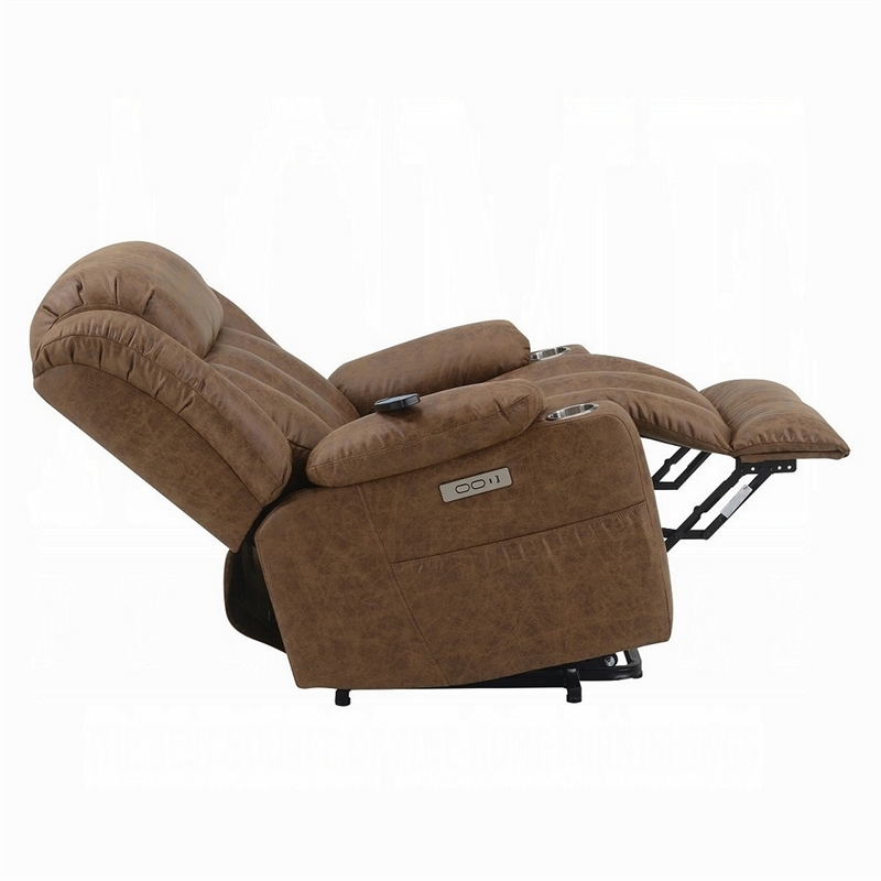 Mario Power Recliner Lift Chair-Heating Massage-Brown Faux Leather