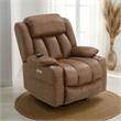 Mario Power Recliner Lift Chair-Heating Massage-Brown Faux Leather