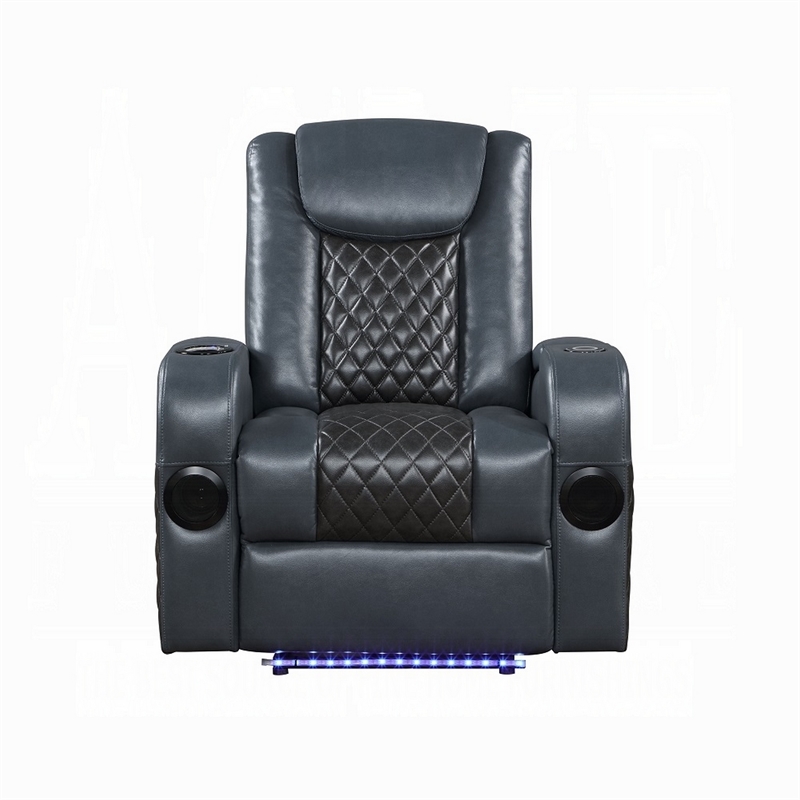Liza Power Motion Recliner Chair-Bluetooth-Gray Black Faux Leather