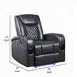 Liza Power Motion Recliner Chair-Bluetooth USB-Gray Faux Leather