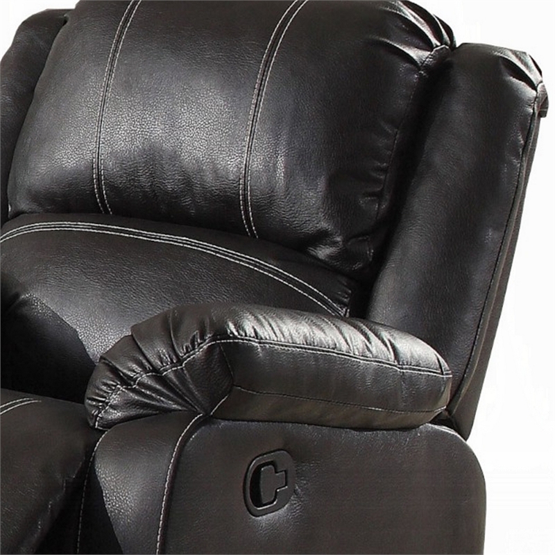 Zuru Motion Manual Rocker Recliner Chair-Plush Black Faux Leather