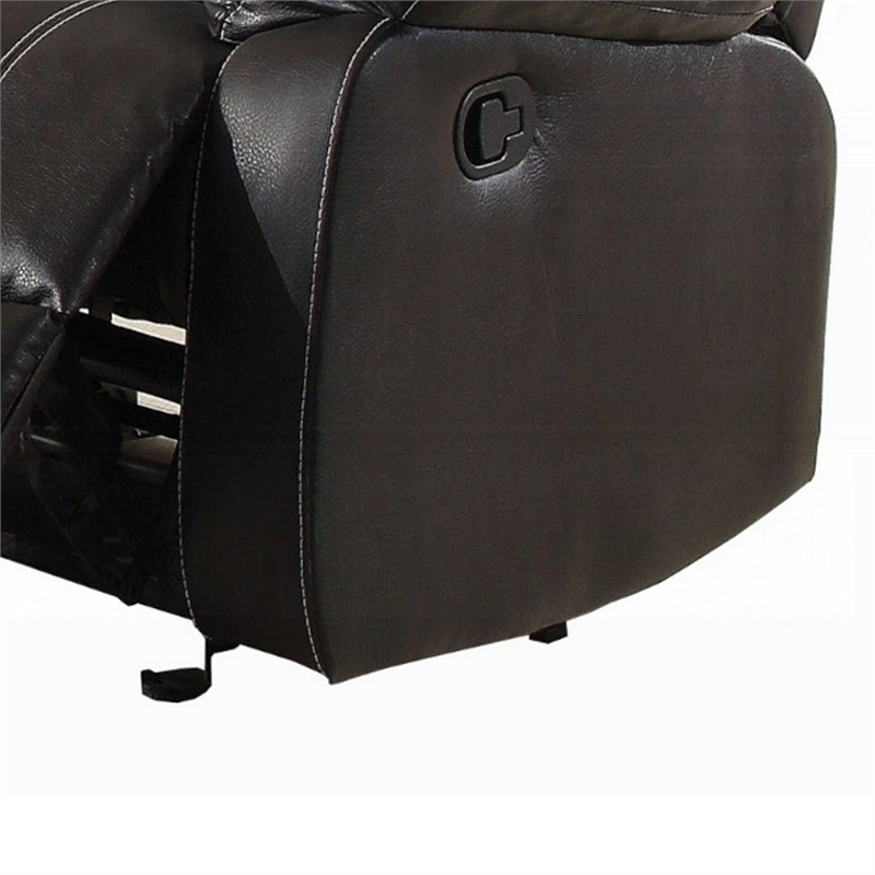 Zuru Motion Manual Rocker Recliner Chair-Plush Black Faux Leather