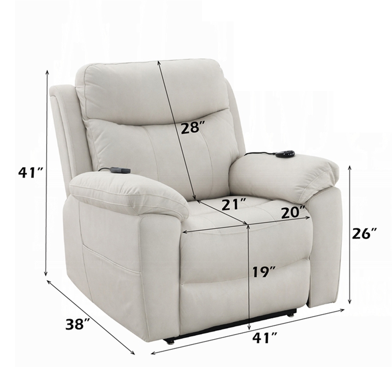 Cheru Power Motion Lift and Recliner Chair with Heated Massage-Ivory