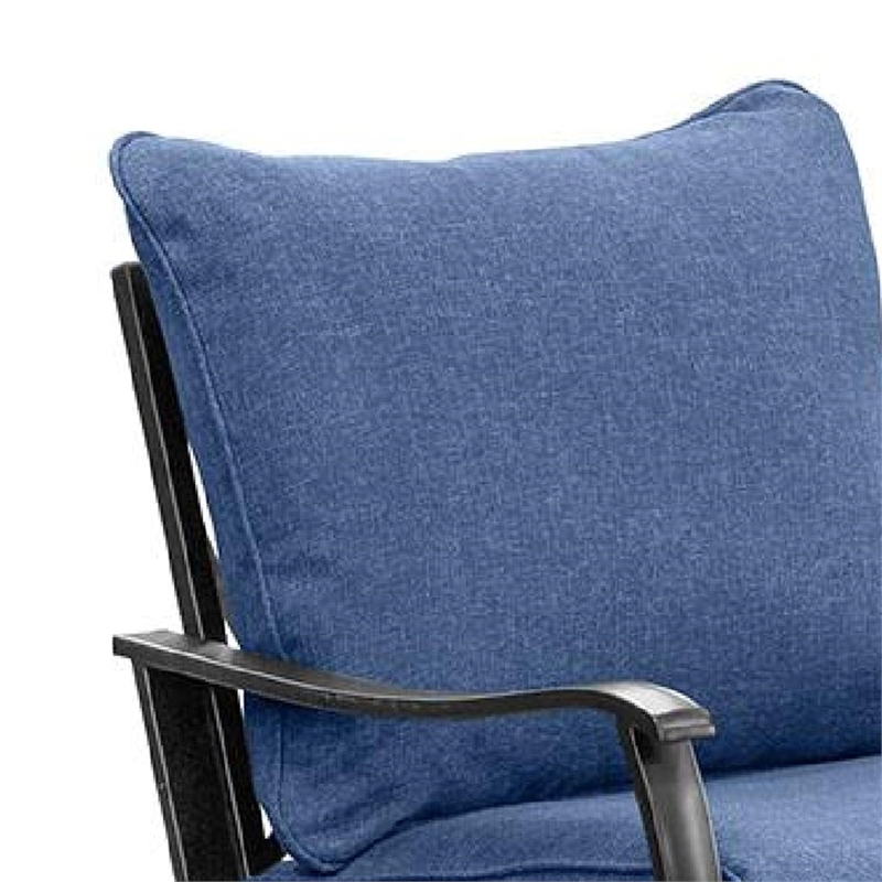 Oroz Swivel Glider Armchair Set of 2-Navy Blue Cushion-Black Metal