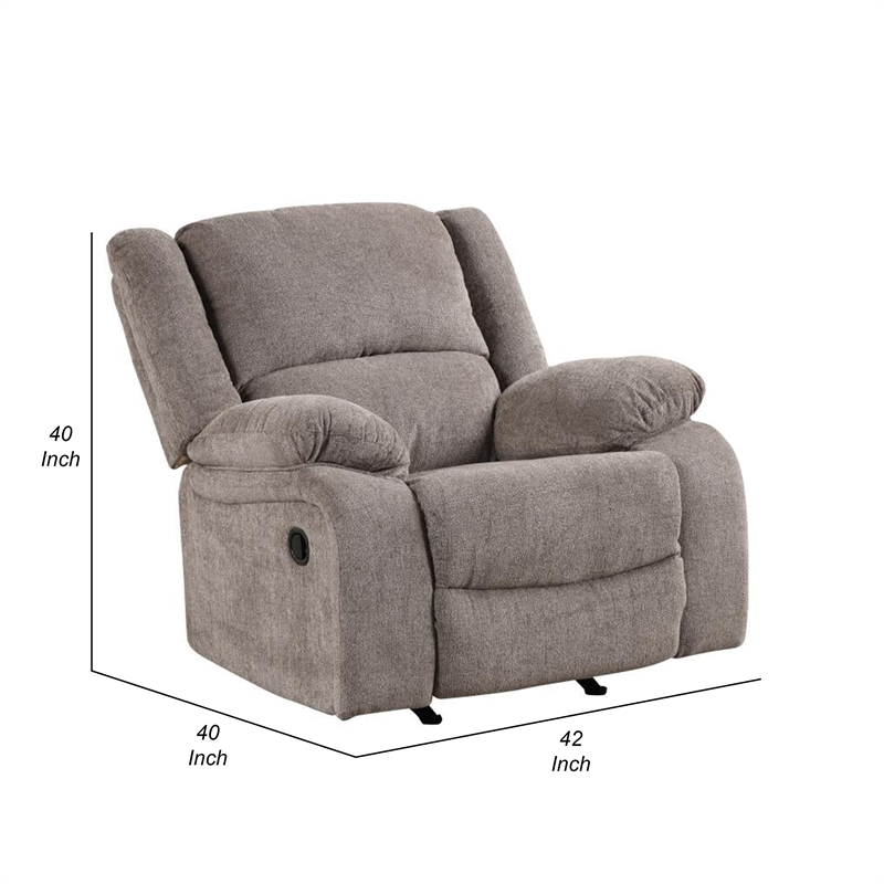 Cem Manual Reclining Chair-Pillow Tufted-Mocha Gray Chenille