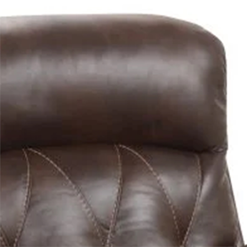 Kesy Manual Glider Recliner Chair-Pillow Top Arms-Brown Faux Leather