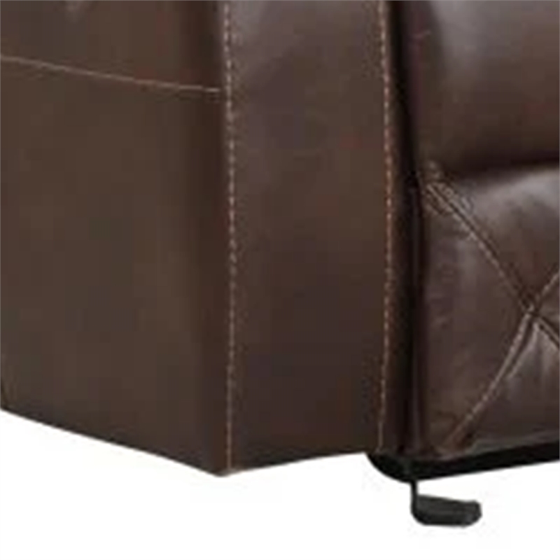 Kesy Manual Glider Recliner Chair-Pillow Top Arms-Brown Faux Leather