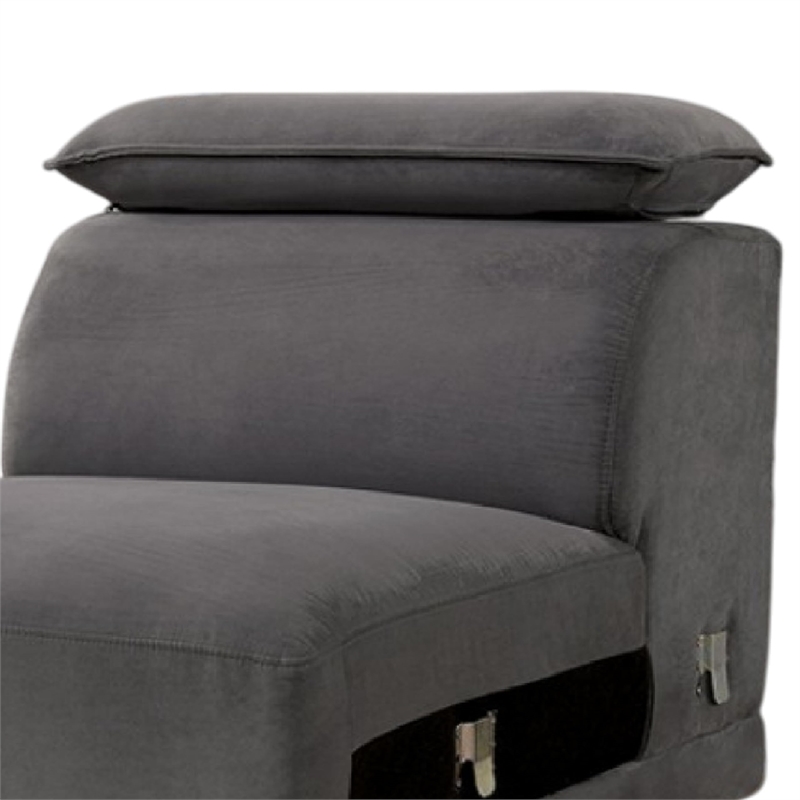 Panie Modular Armless Lounge Chair-Adjustable Headrest-Dark Gray Fabric