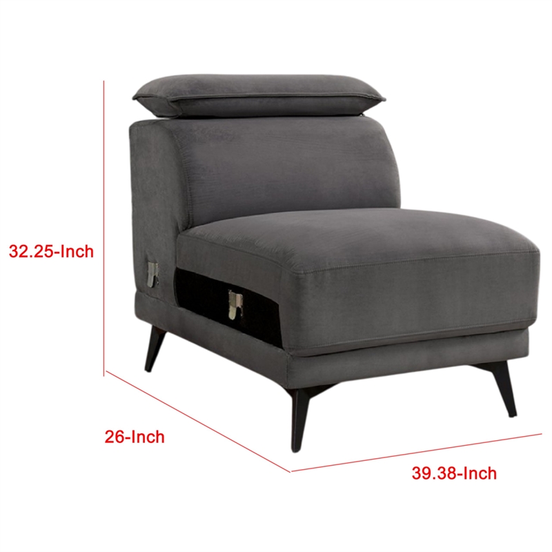 Panie Modular Armless Lounge Chair-Adjustable Headrest-Dark Gray Fabric