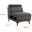 Panie Modular Armless Lounge Chair-Adjustable Headrest-Dark Gray Fabric