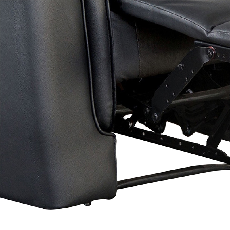 Lenne Manual Recliner Chair-Flared Padded Arms-Black Leather Match