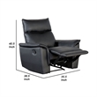 Lenne Manual Recliner Chair-Flared Padded Arms-Black Leather Match