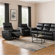 Lenne Manual Recliner Chair-Flared Padded Arms-Black Leather Match