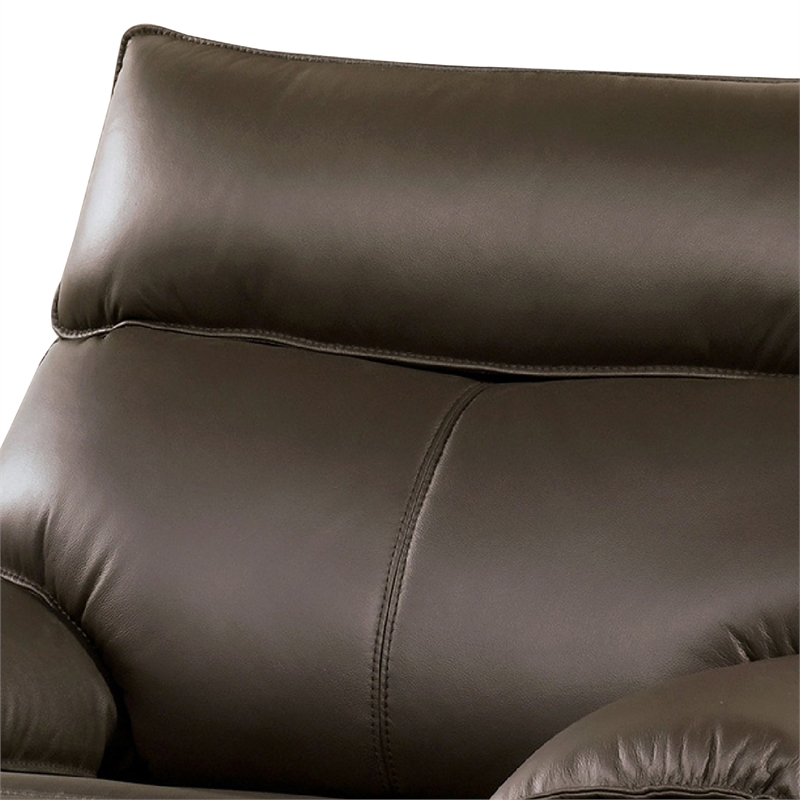 Ozy Manual Recliner Chair-Pillow Top Arms-Dark Brown Leather Match
