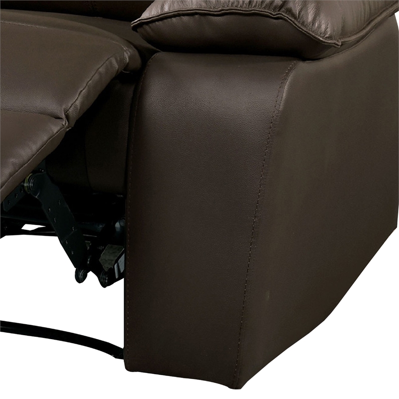 Ozy Manual Recliner Chair-Pillow Top Arms-Dark Brown Leather Match