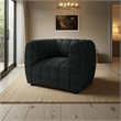 Hery Accent Armchair- 36 Inch- Black Boucle- Vertical Channel Tufted