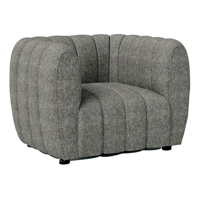 Hery Accent Armchair- 36 Inch- Gray Boucle- Vertical Channel Tufted
