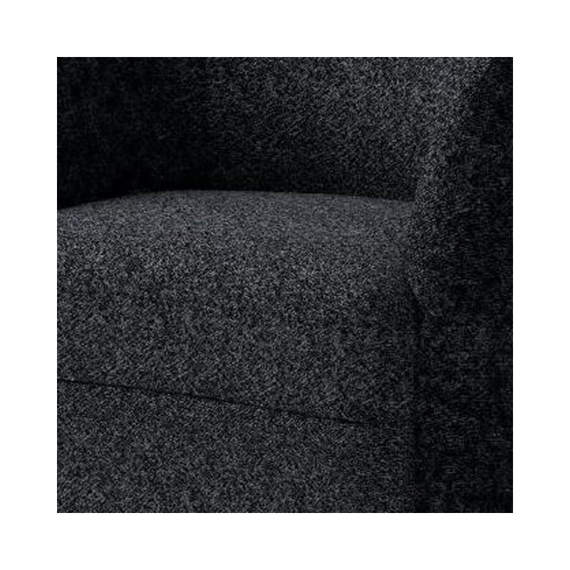 Srey Accent Chair- 37 Inch- Plush Black Boucle- Curved Kidney Shape