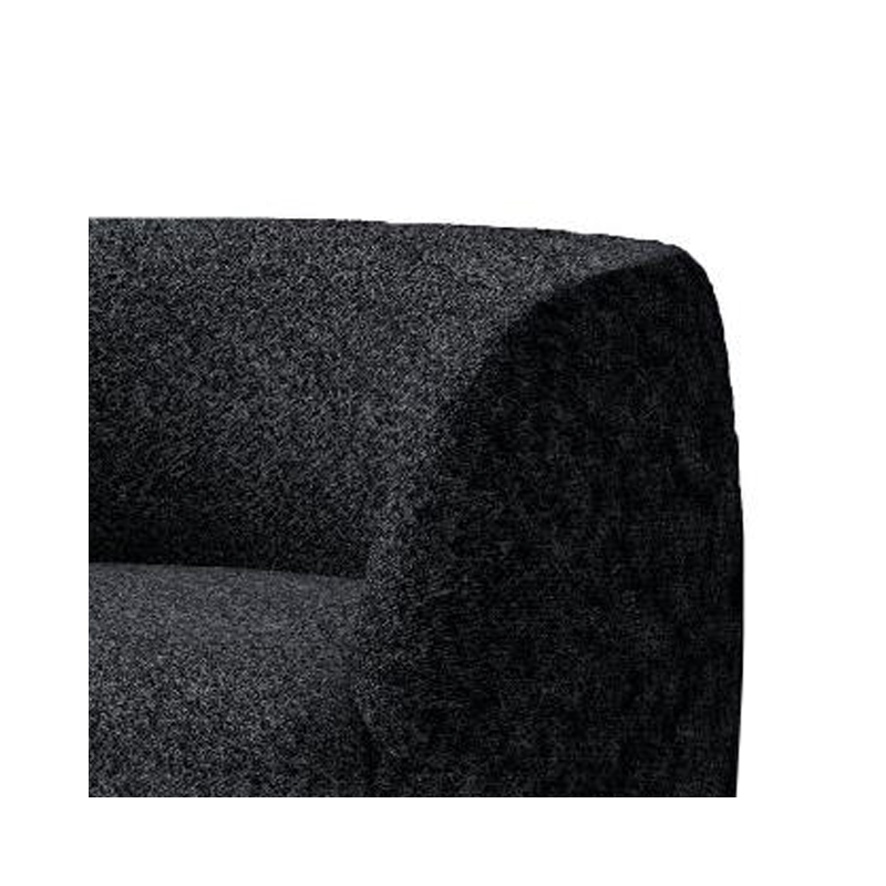 Srey Accent Chair- 37 Inch- Plush Black Boucle- Curved Kidney Shape