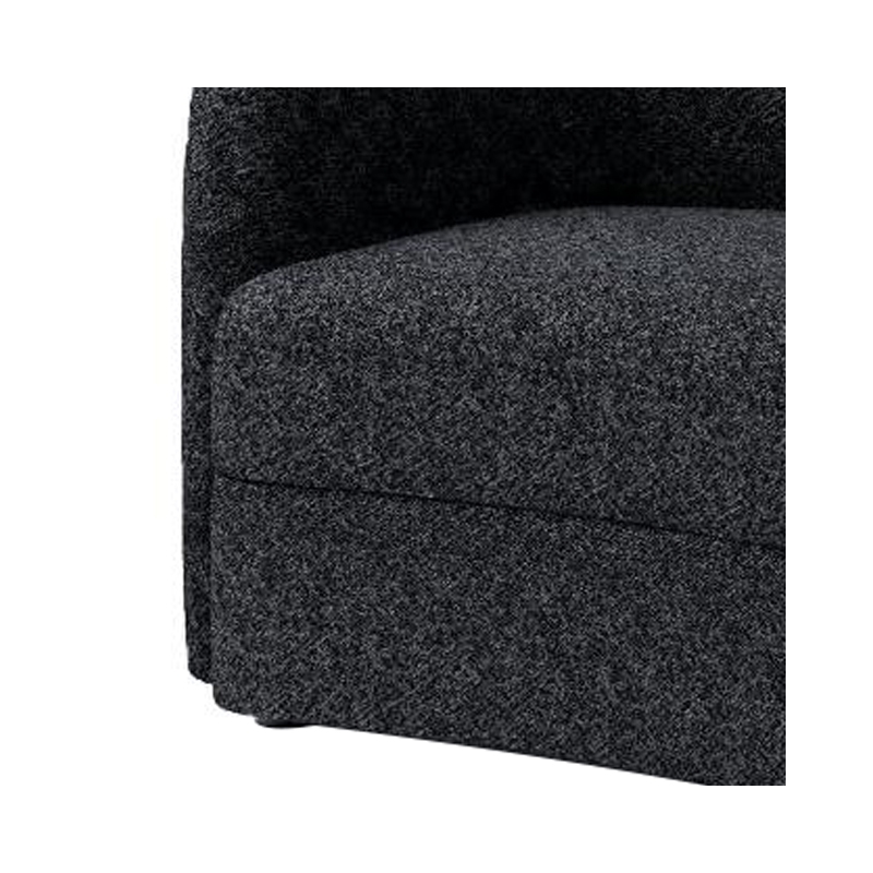 Srey Accent Chair- 37 Inch- Plush Black Boucle- Curved Kidney Shape